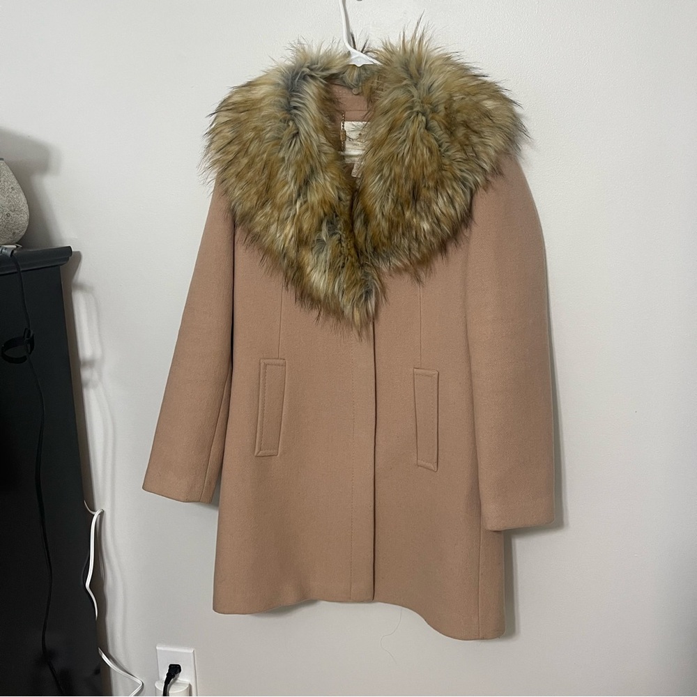 Kate spade wool coat with fur